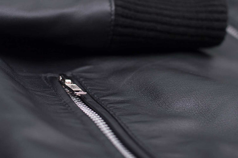 K2 Black Leather Bomber Jacket