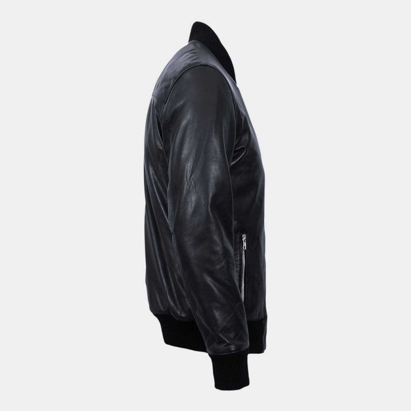 K2 Black Leather Bomber Jacket