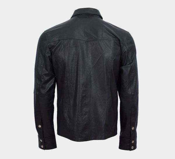 Madyan Black Summer Leather Shirt